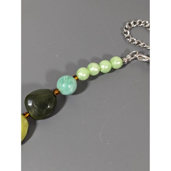 Boho Coastal Blue Green Chunky Bead Statement Necklace 28 in - Picture 7 of 9